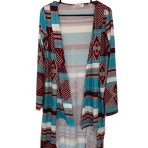 Aztec print, light cardigan, women’s large